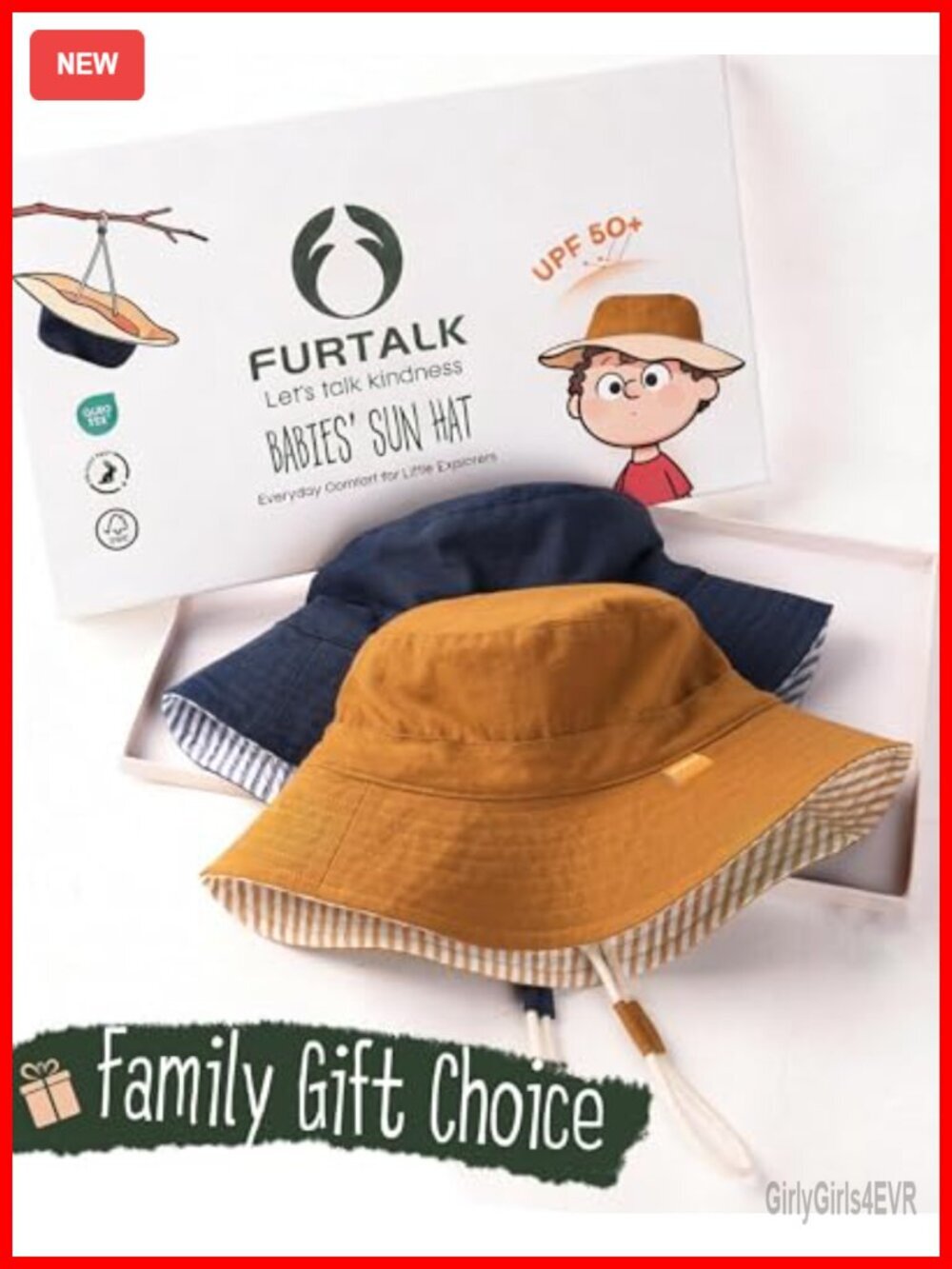 Kids UPF 50+ Cotton Bucket Sun Hat Adjustable Lightweight Beach Hat - Picture 5 of 6
